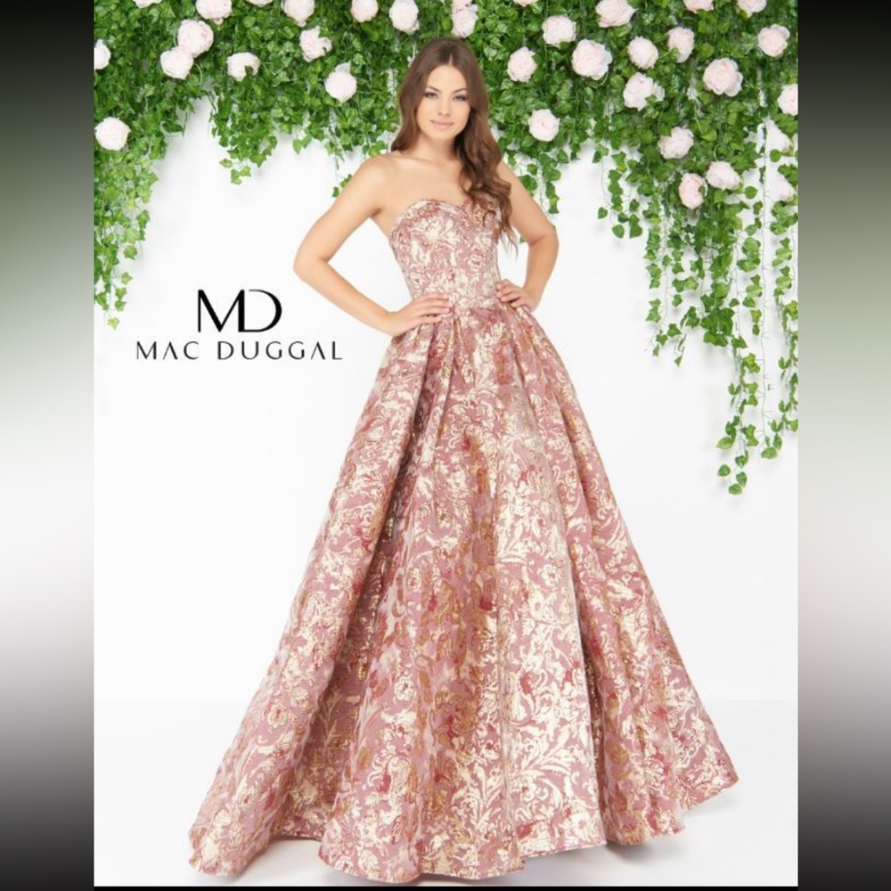 Mac Duggal Pink & Gold Ballgown 66222